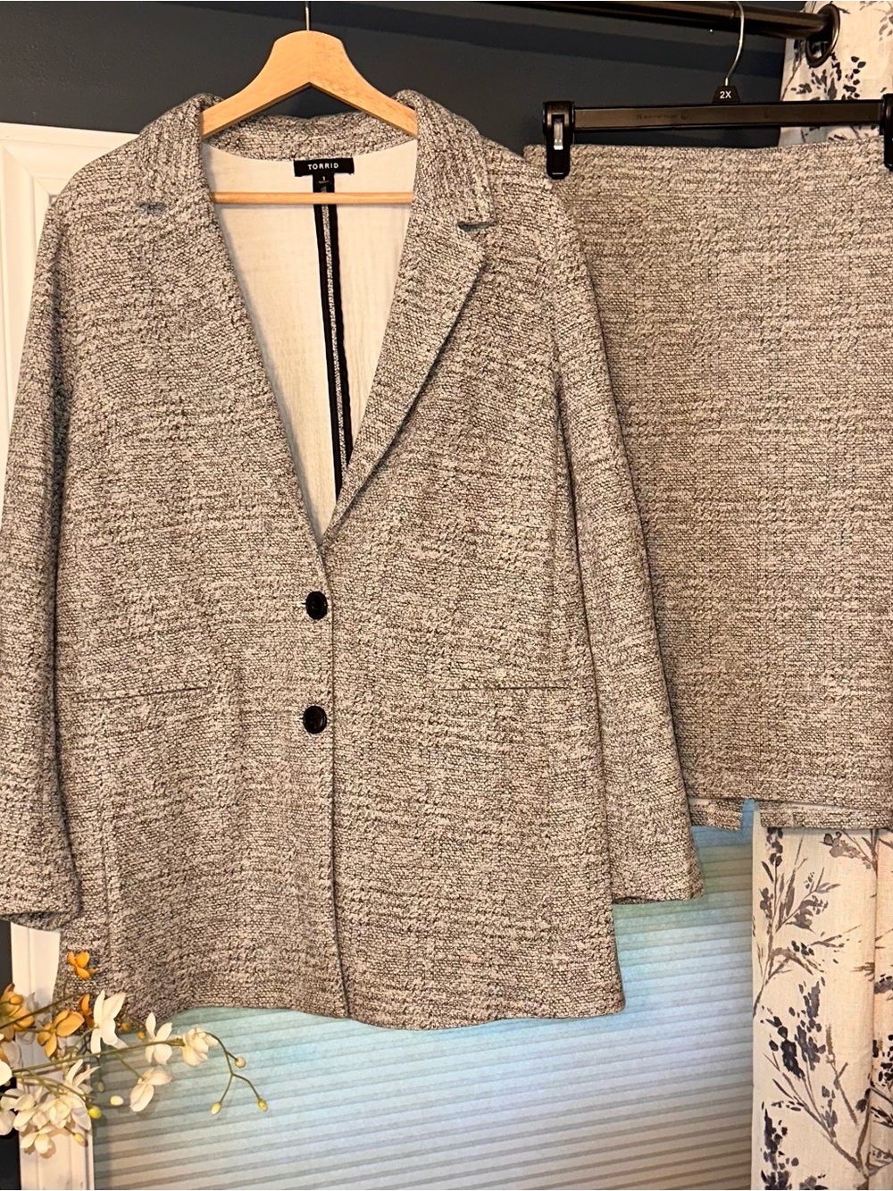 Torrid Gray Knit Blazer - Two-Button Ponte Style